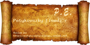 Petykovszky Elemér névjegykártya