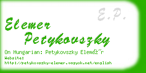 elemer petykovszky business card